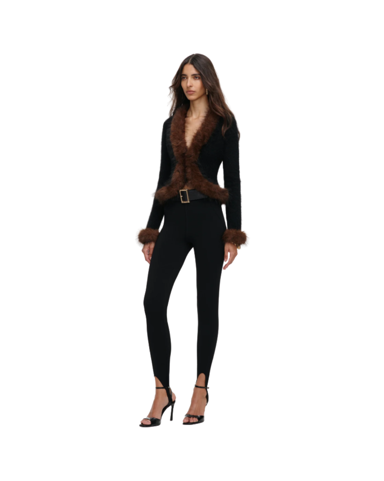 Black Faux Fur Knit Cardigan