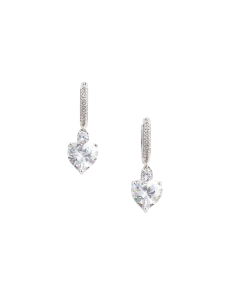 Crystal Heart Dangle Hoop Earring