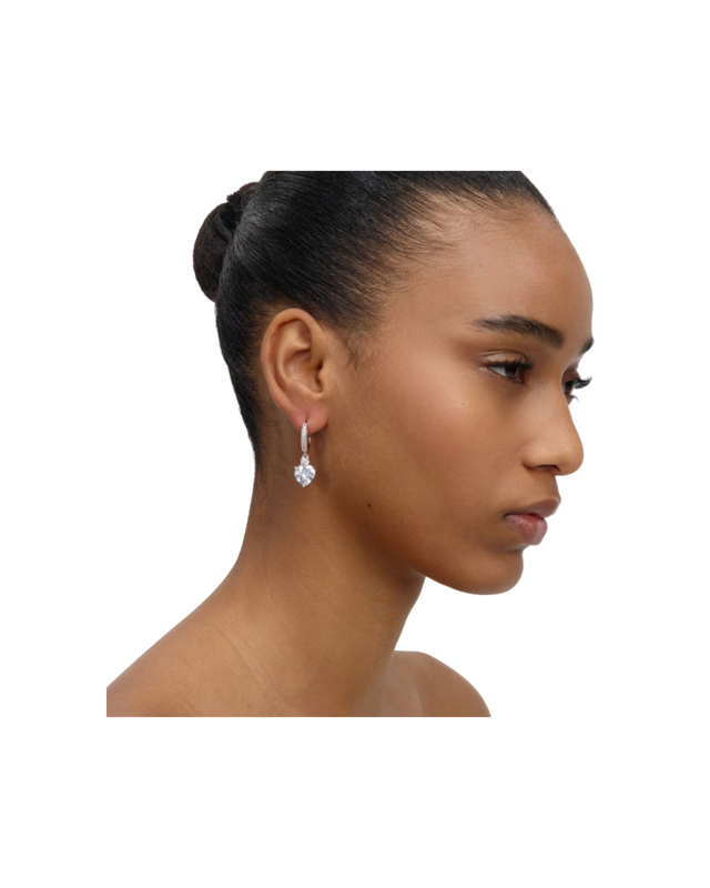 Crystal Heart Dangle Hoop Earring