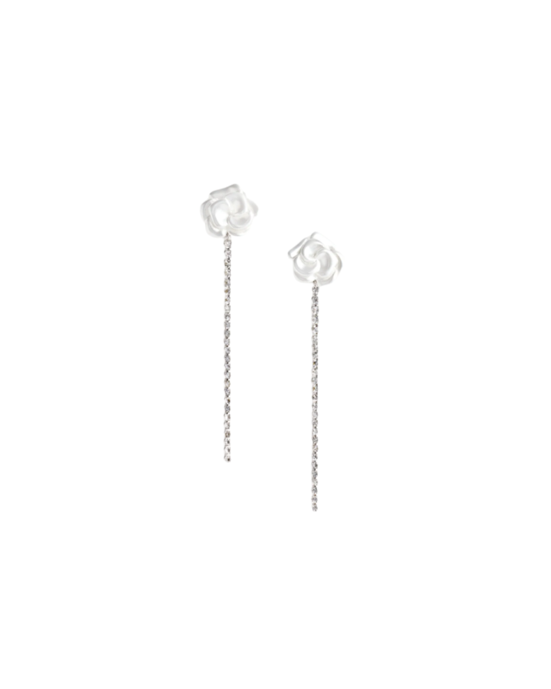Pearl Flower Crystal Droplet Earring