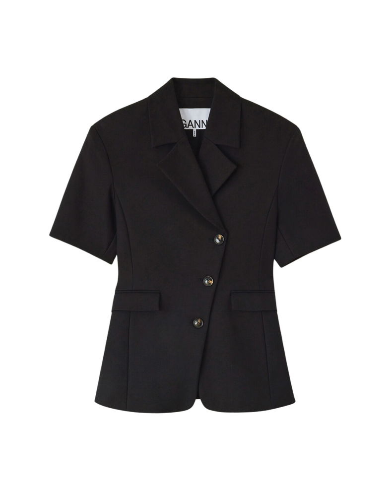 Blazer in Black Cotton Tailoring