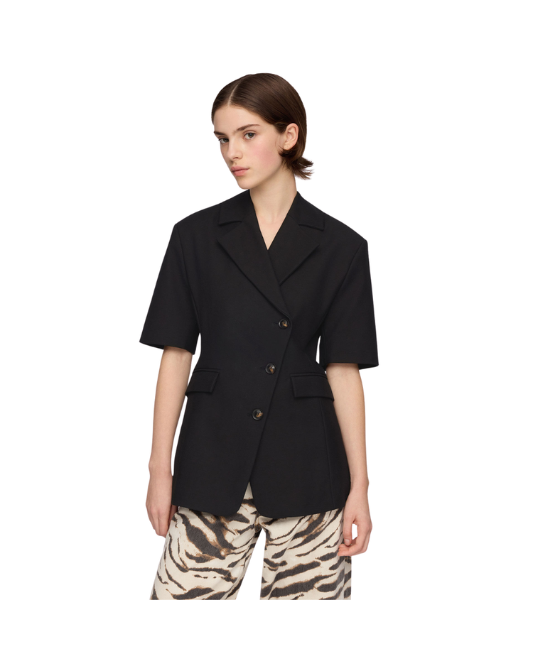 Blazer in Black Cotton Tailoring