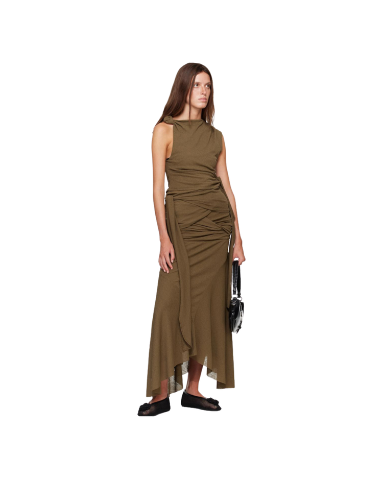 Marl Mesh Draped Long Skirt