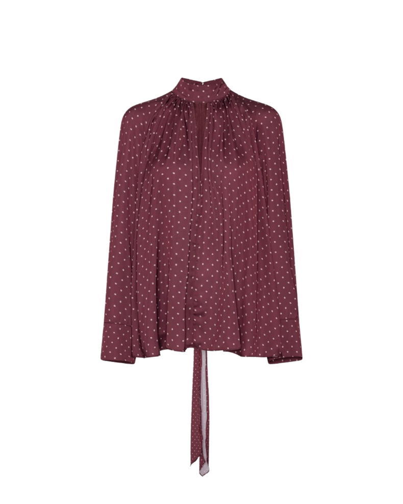 Dot Satin Bow Shirt