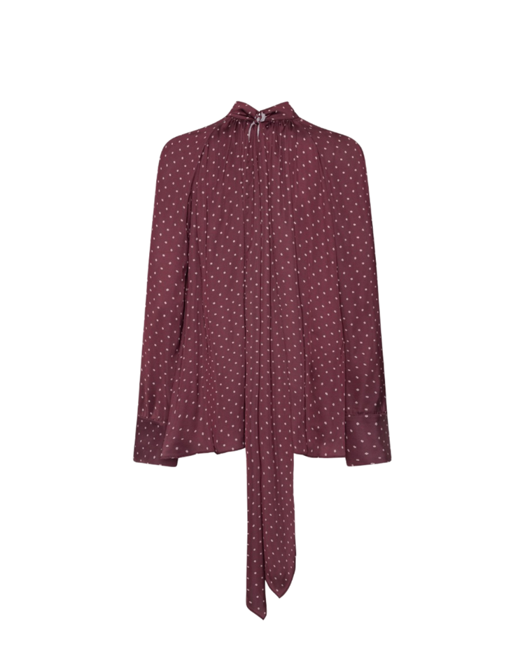 Dot Satin Bow Shirt