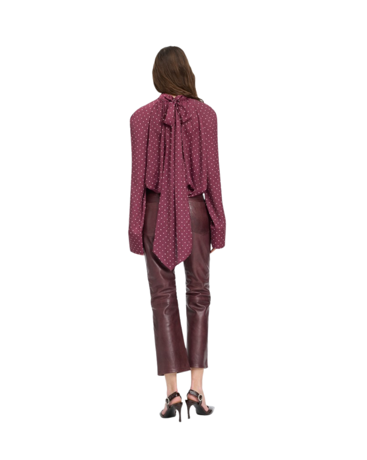 Dot Satin Bow Shirt