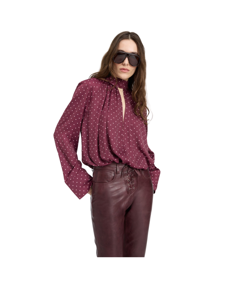 Dot Satin Bow Shirt