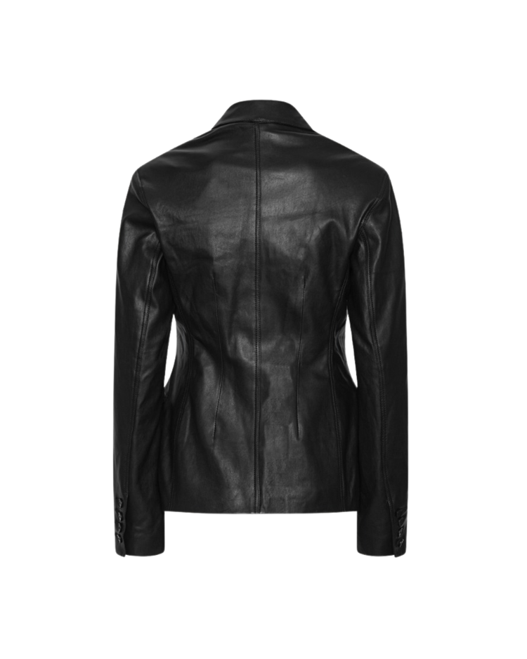 Fitted Leather Blazer