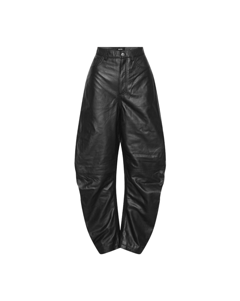 Barrel Leg Leather Pants