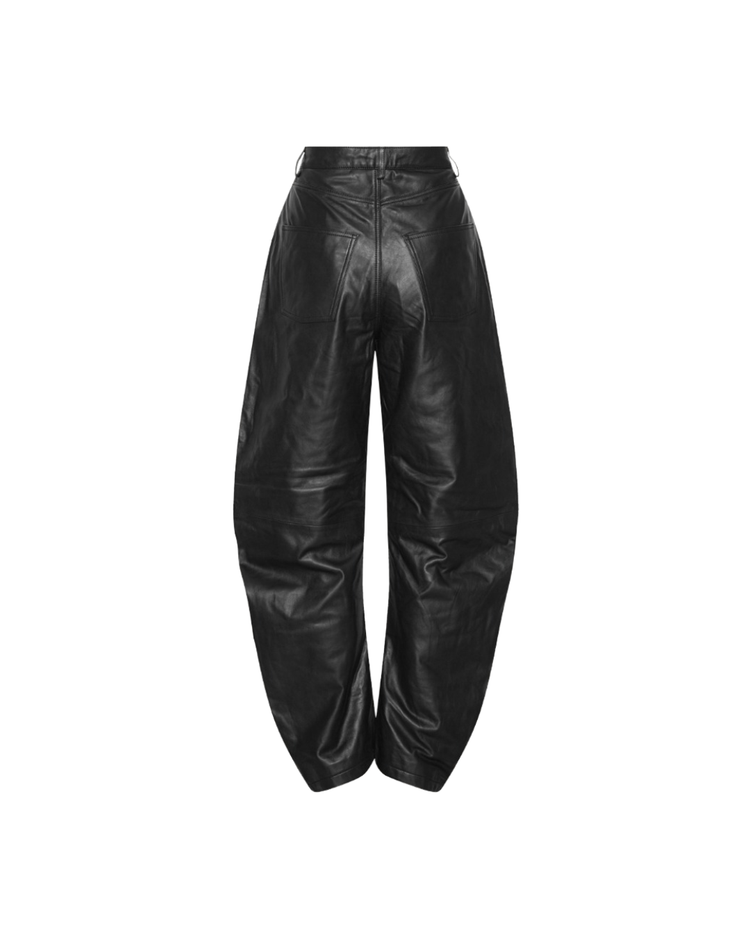 Barrel Leg Leather Pants