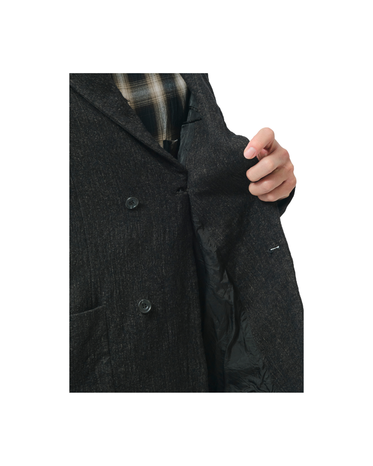 WO/LI Pinstripe Washed Double Breasted Tailored Jacket