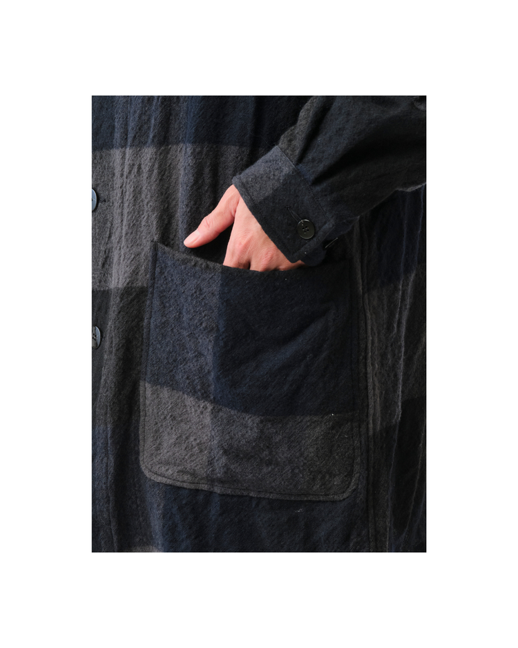 WO Panel Check Washed Shopcoat