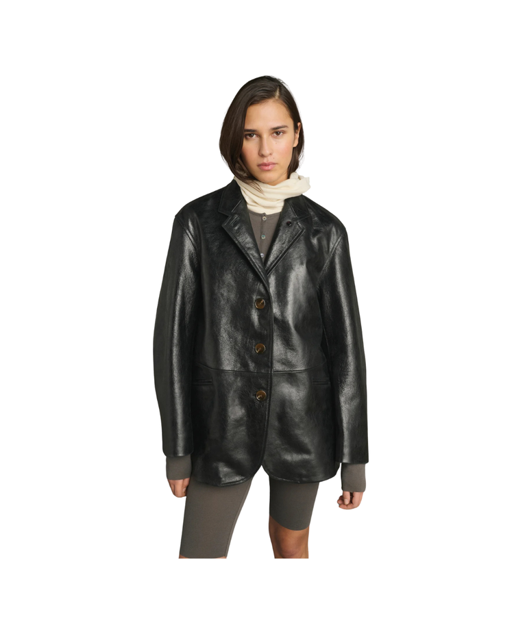 Luciano Aged Glazed Leather Blazer