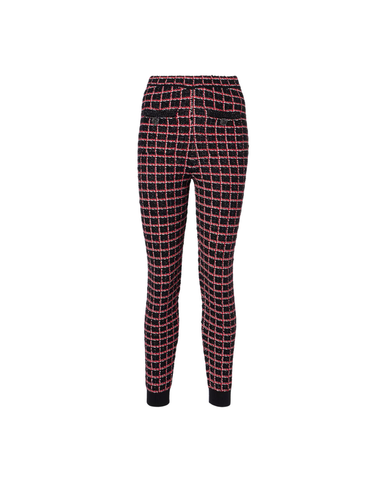 Black And Red Check Knit Leggings