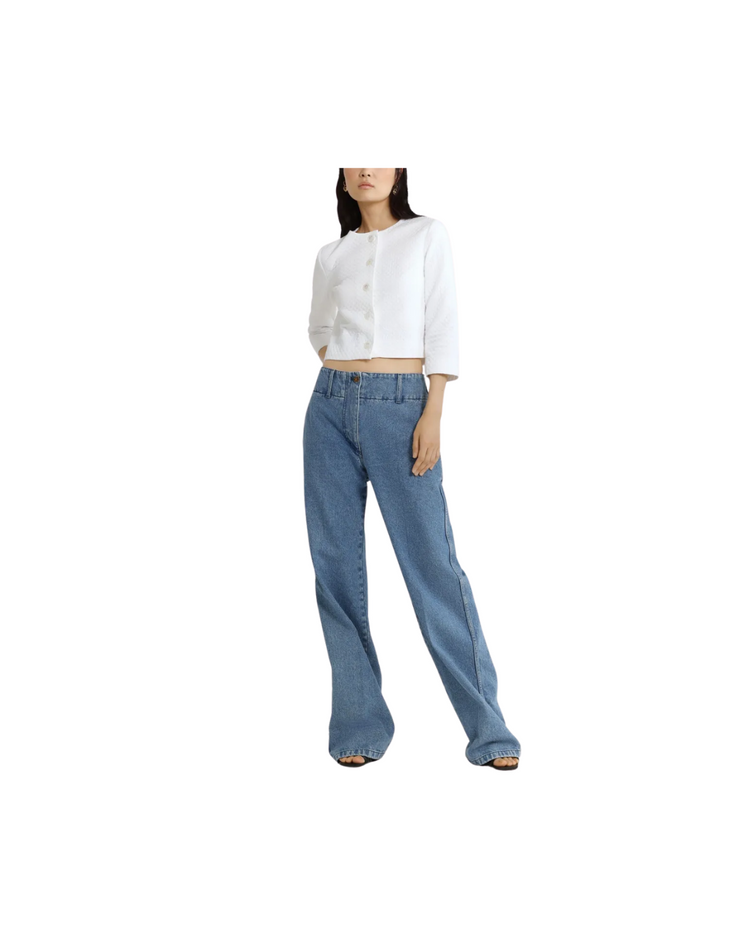 Large Belt Denim Trousers