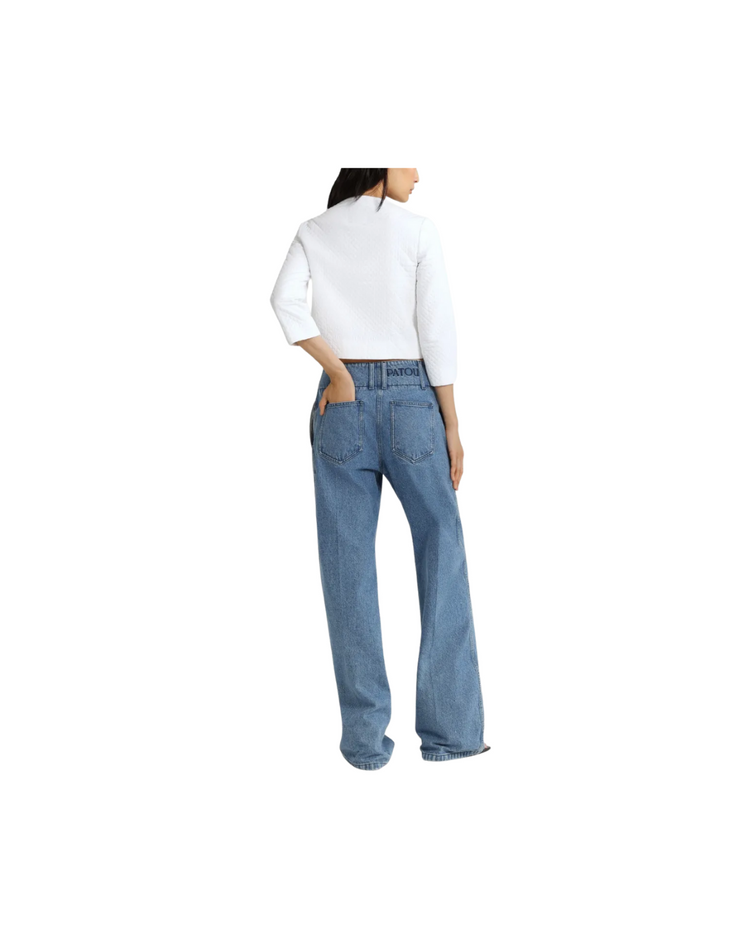 Large Belt Denim Trousers