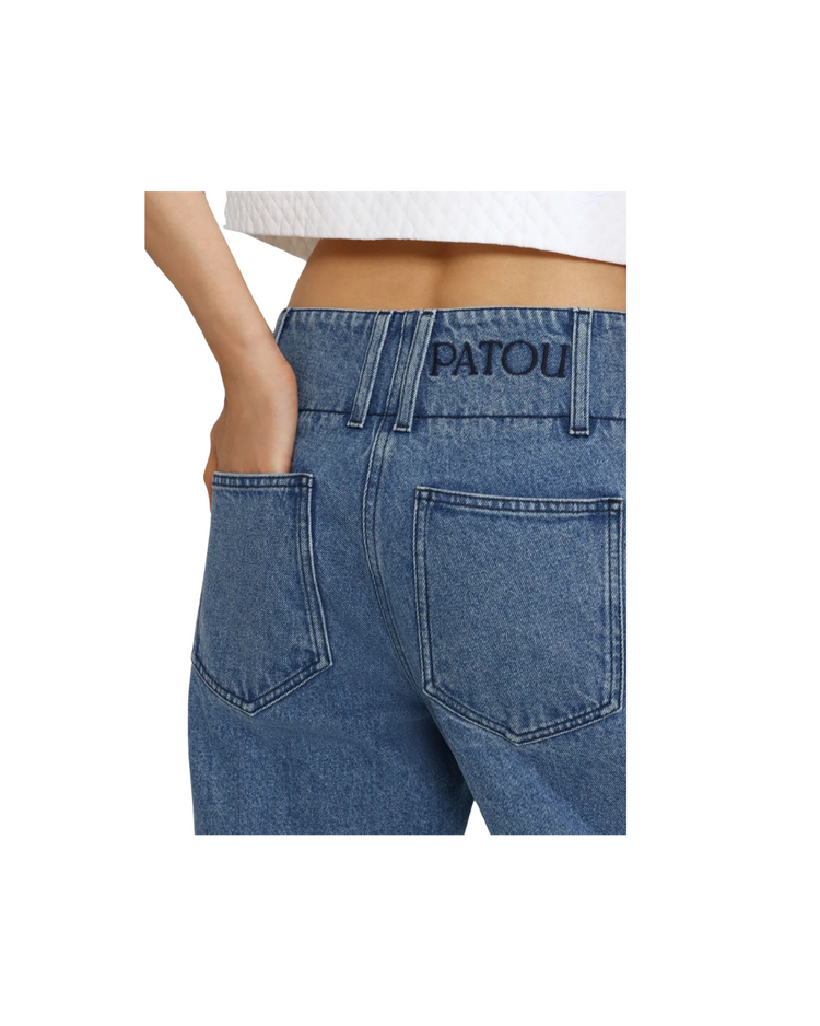 Large Belt Denim Trousers
