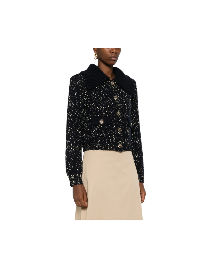 Navy Metallic Merino Cardigan