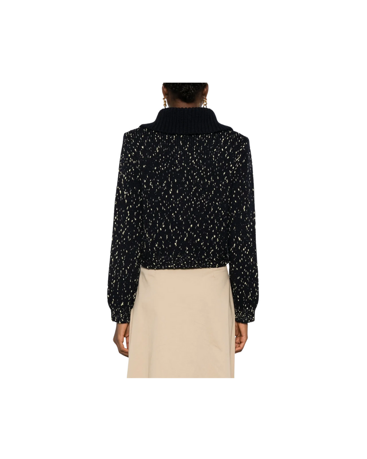 Navy Metallic Merino Cardigan