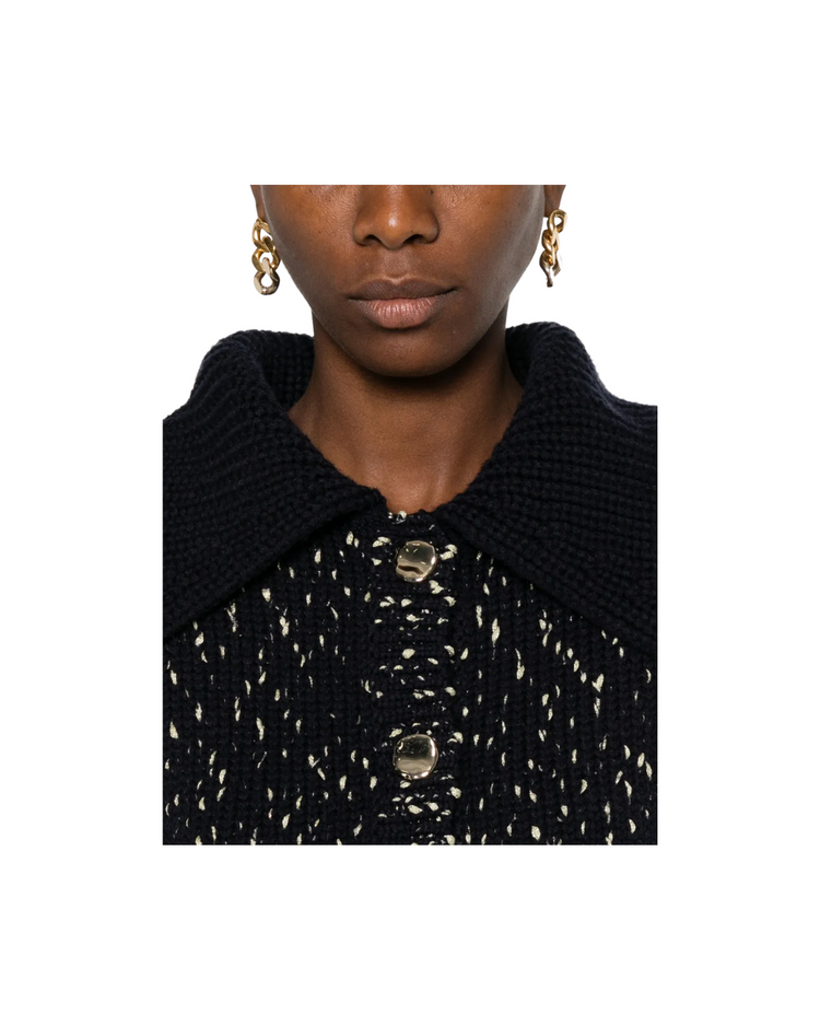 Navy Metallic Merino Cardigan