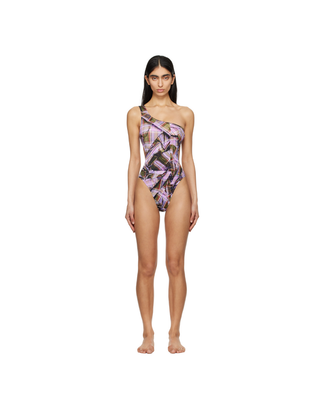 Tartan One Shoulder Swimsuit