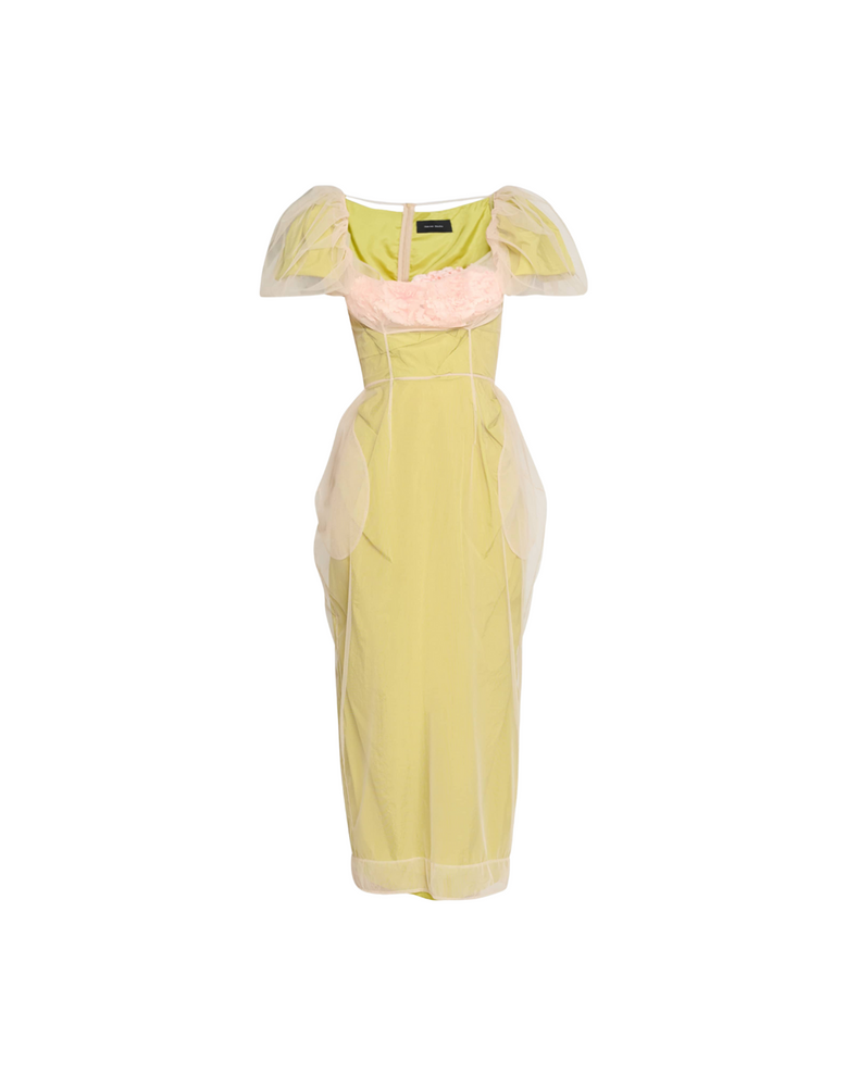 Layered Balconette Bust Detail Dress W/ Carnation