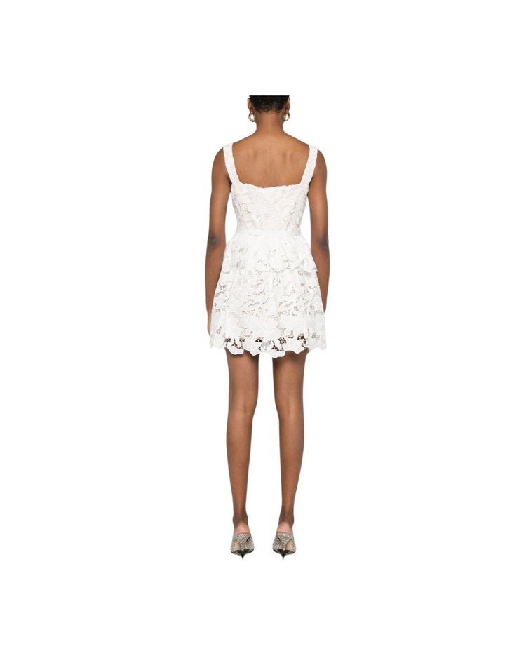 White Lace Tiered Mini Dress