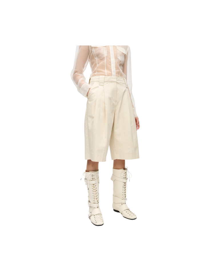 Cotton Melange Tailoring Wide Shorts
