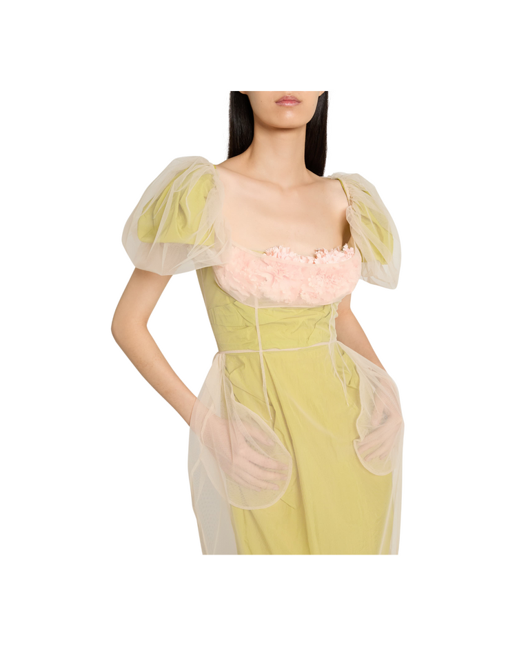 Layered Balconette Bust Detail Dress W/ Carnation