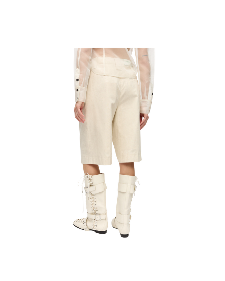 Cotton Melange Tailoring Wide Shorts