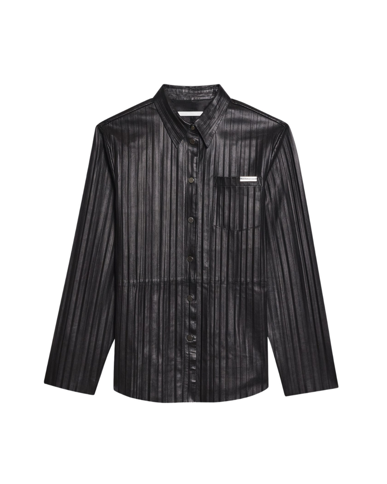 Pleated Leather Classic Shirt