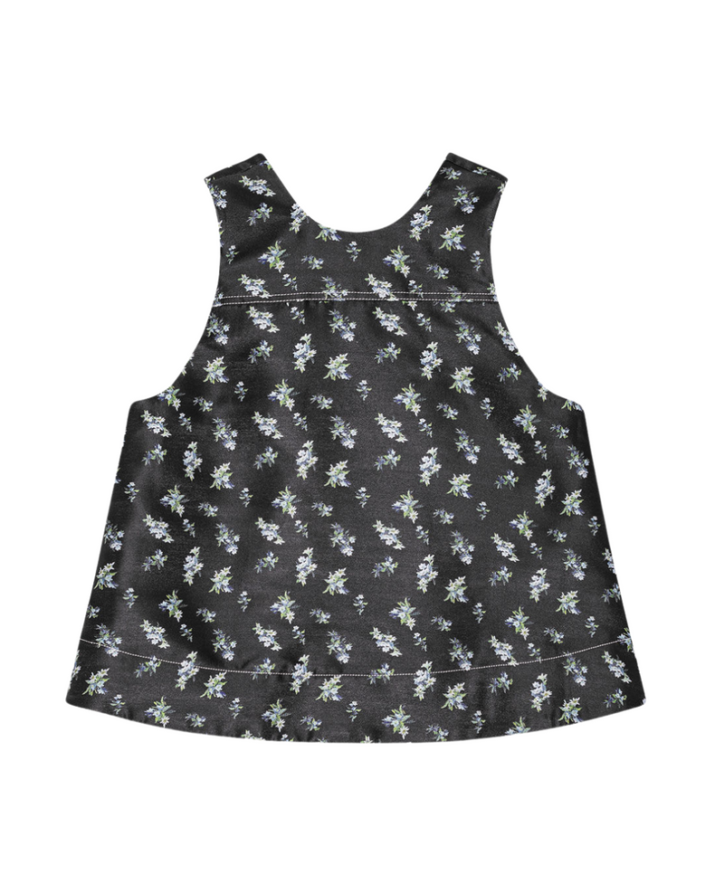 Floral Jacquard Sleeveless Open Neck Top