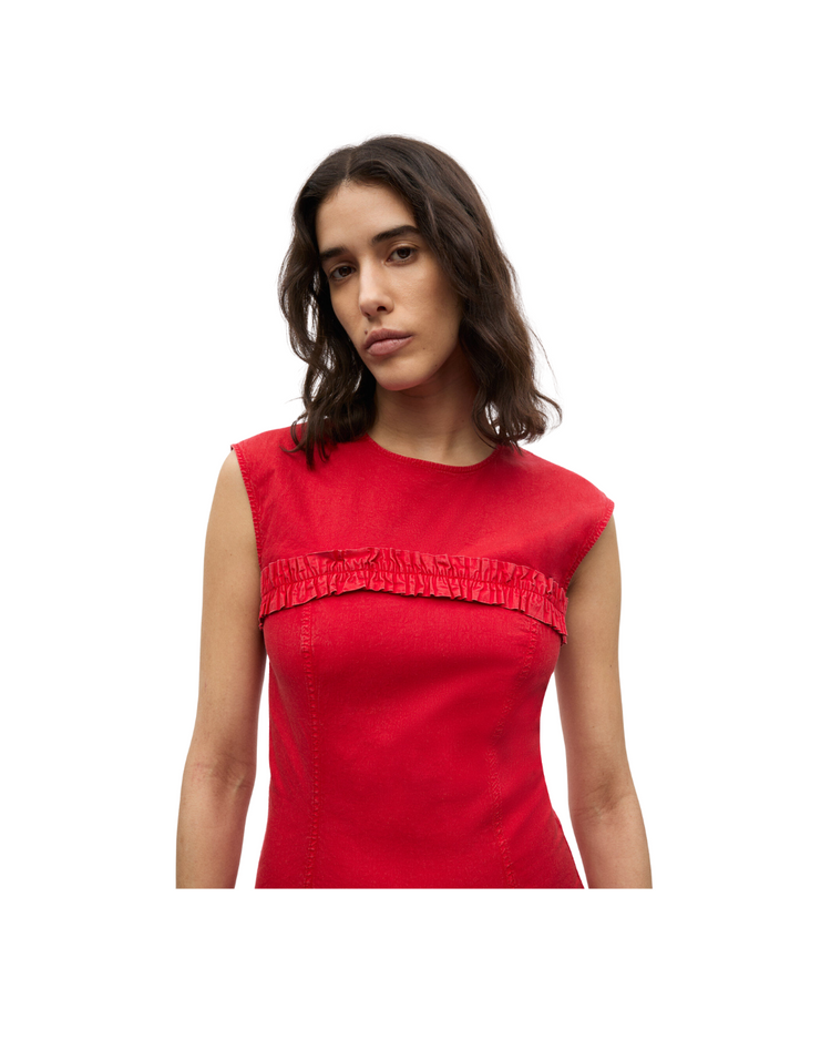 Washed Stretch Cotton Corset Mini Dress