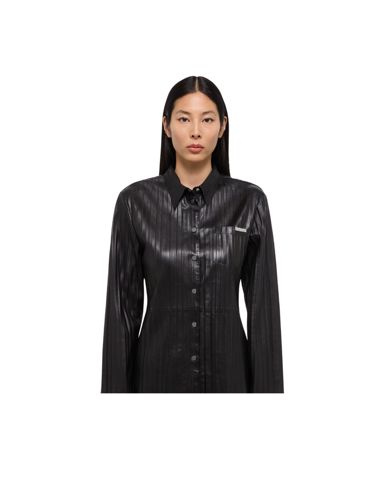 Pleated Leather Classic Shirt