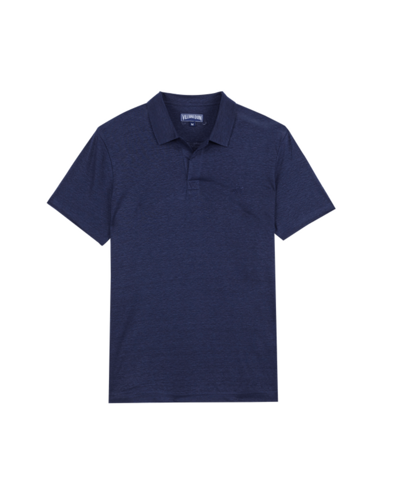 Men Linen Jersey Polo Shirt Solid
