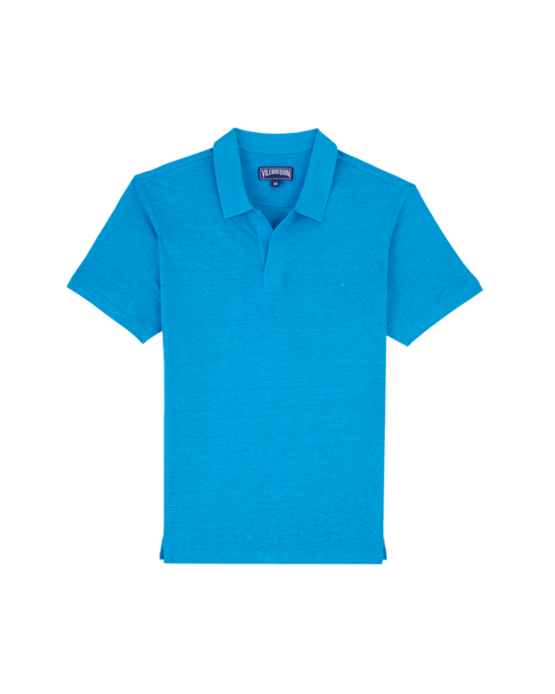 Men Linen Jersey Polo Shirt Solid