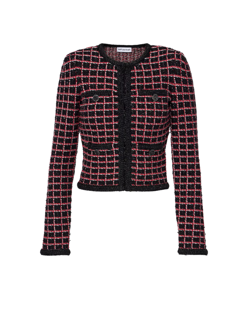 Black And Red Check Cardigan