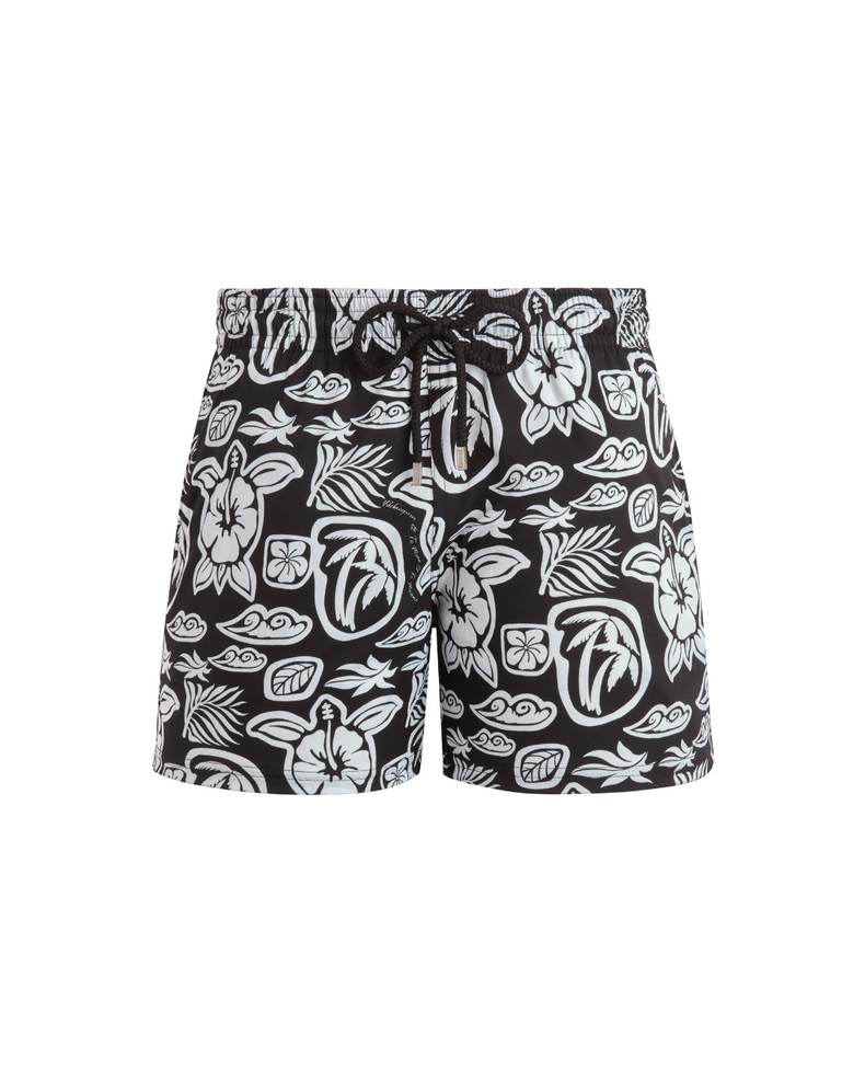 Men Stretch Short Swim Shorts Tahiti Turtles