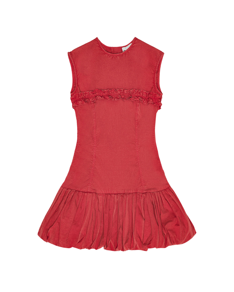 Washed Stretch Cotton Corset Mini Dress