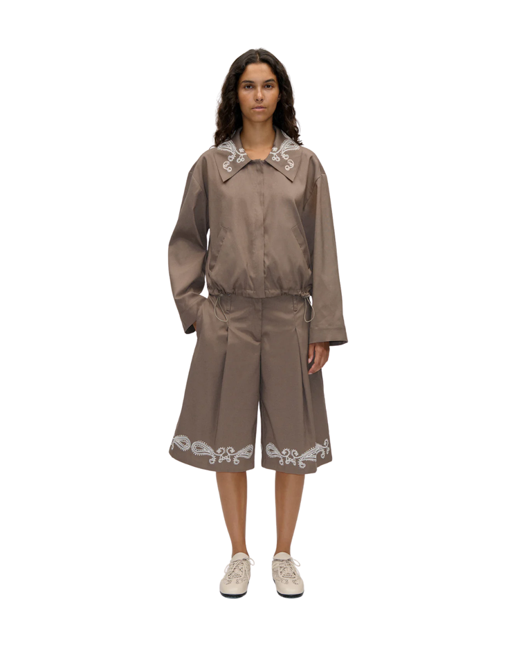 Pleated Eyelet Bermuda