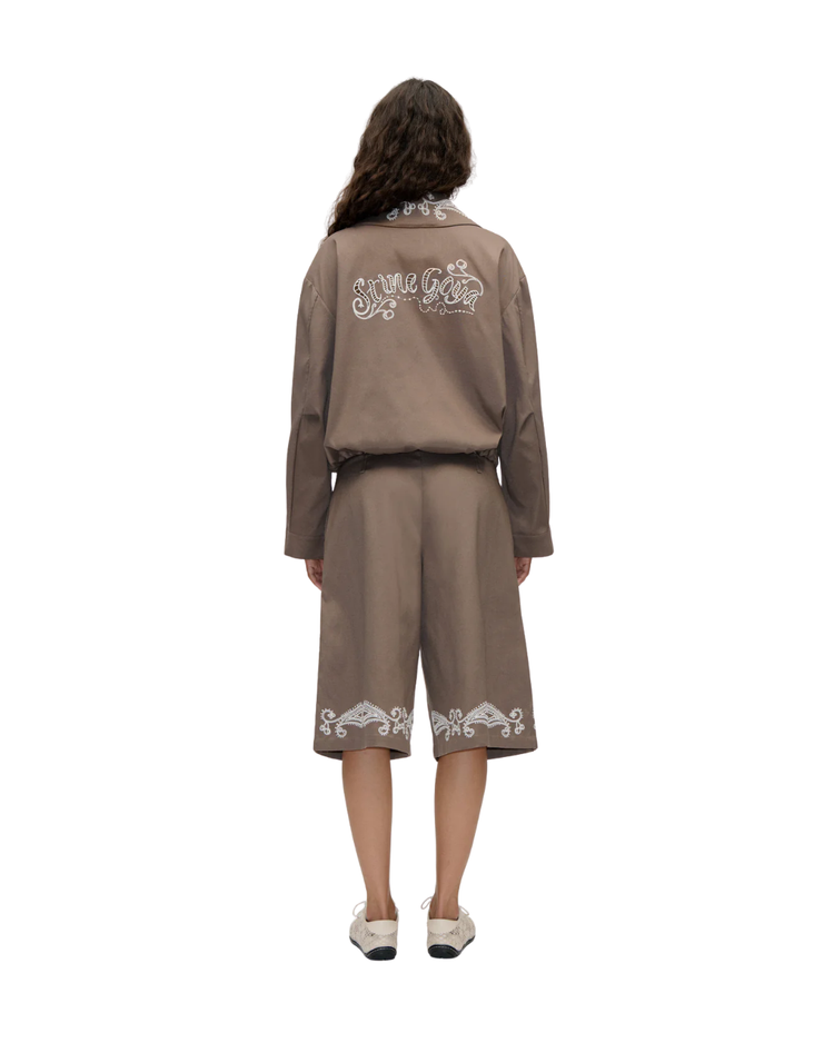 Pleated Eyelet Bermuda
