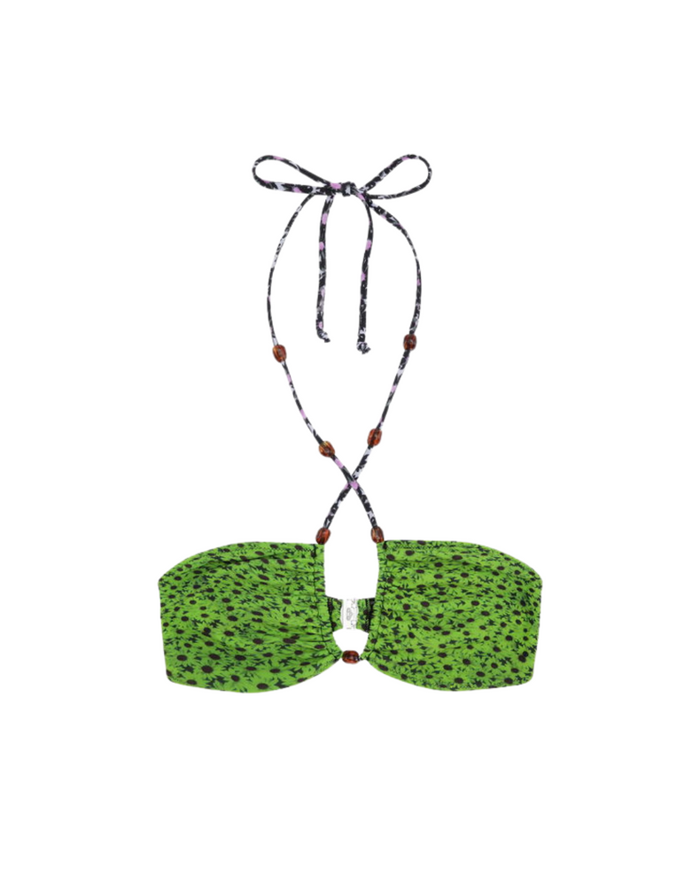 Recycled Printed Open Bandeau Bikini Top