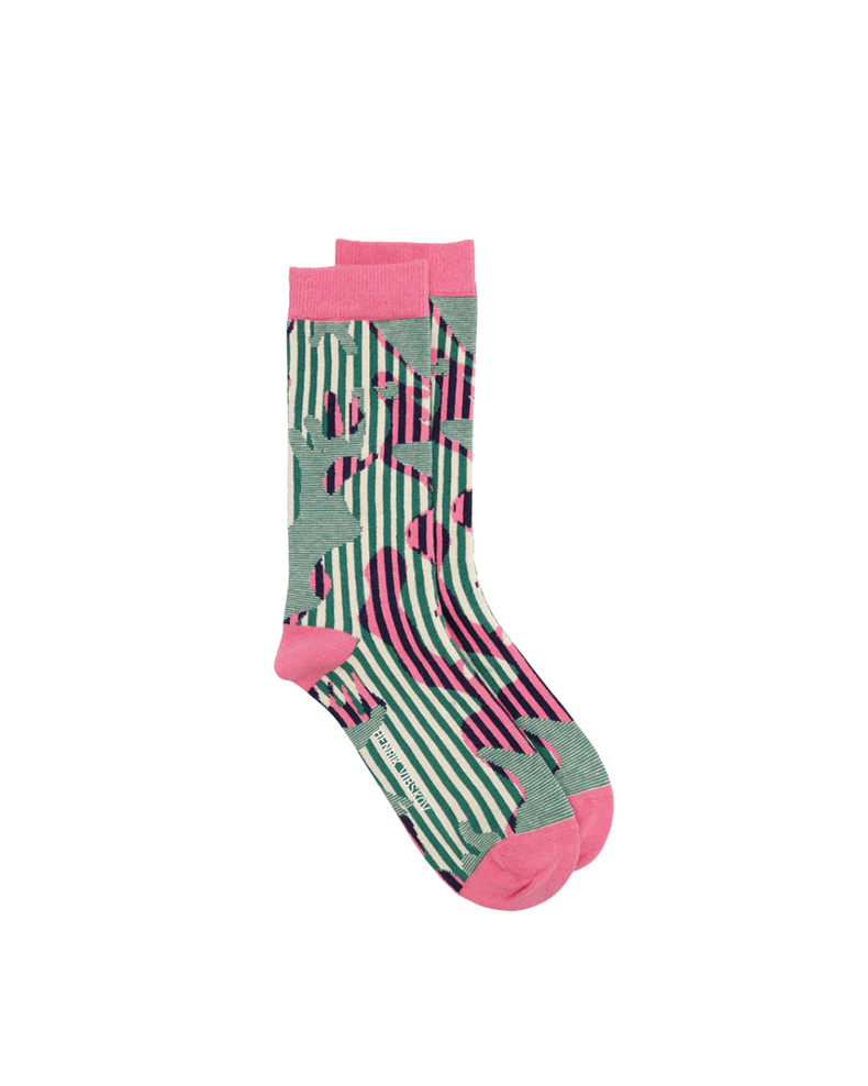 Handsome Hands Socks Femme Pink Green Handsome Grid