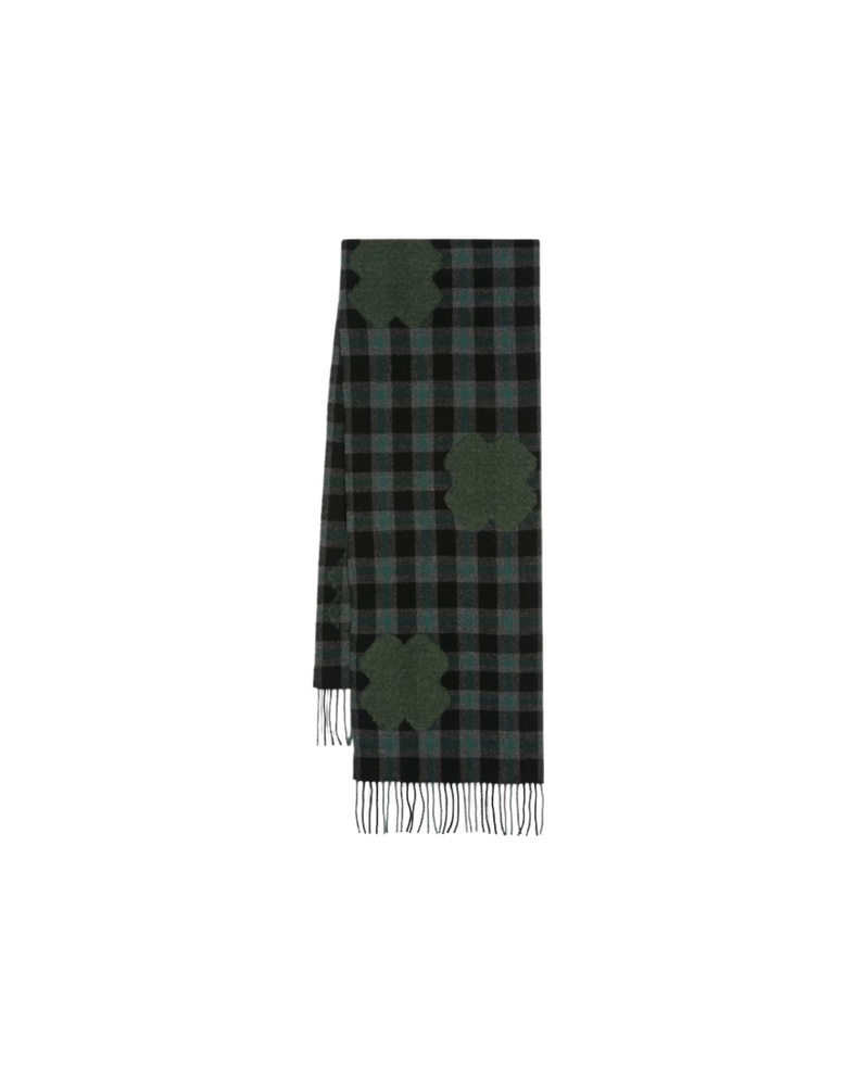 Cross Wool Scarf Olive Grid Cross