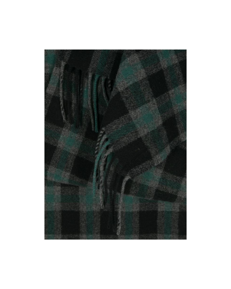 Cross Wool Scarf Olive Grid Cross