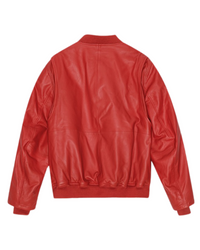 Leather Bomber Jacket Chinese Red