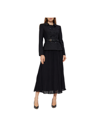 Black Wool Crepe Midi Dress