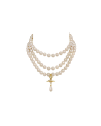 Three Row Pearl Drop Choker