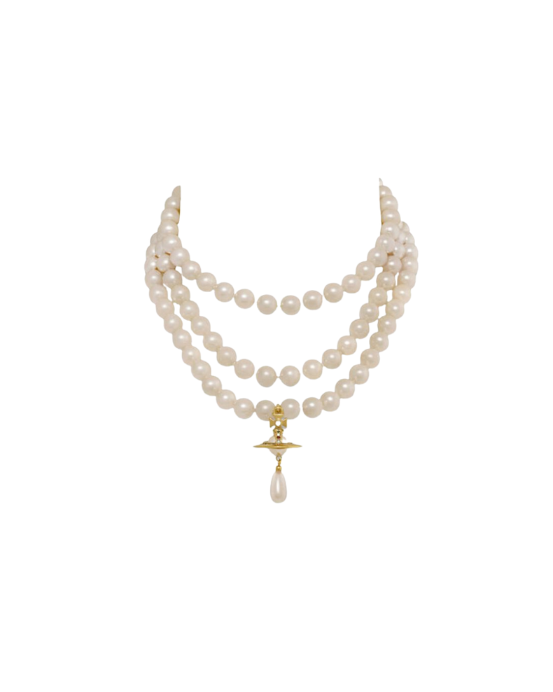 Three Row Pearl Drop Choker
