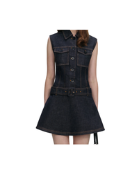 Indigo Denim Flared Mini Dress